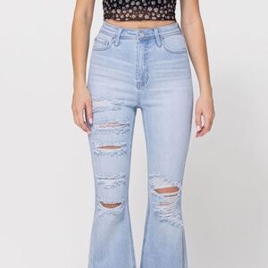 Cello High-Rise Flare Distressed Jeans NEW WITH TAGS